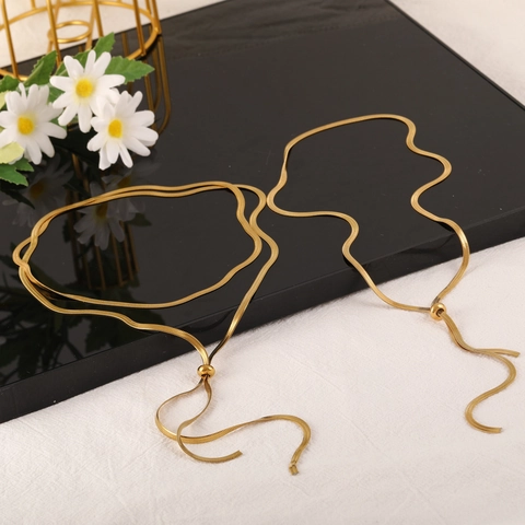 Verstelbare Legering Slangenketting Halsketting Voor Vrouwen Minimalistisch Y-Vormig Lariat Lange Ketting Vergulde Mode Sieraden Cadeau