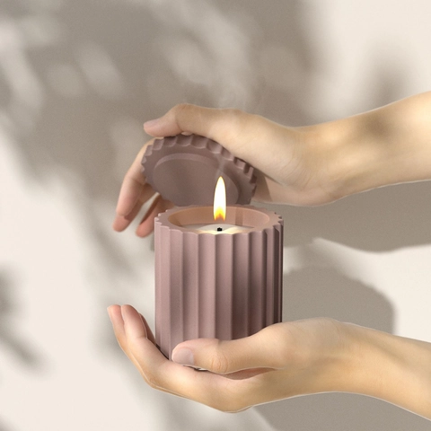 Moule En Silicone Pour Boîte De Rangement Colonne Romaine Engrenage Cylindrique Jarre À Bougie DIY Avec Couvercle