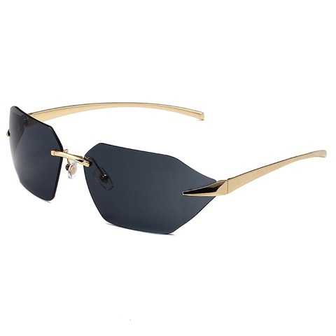 Gafas De Sol Geométricas Sin Montura Marco De Metal Irregular Moderno Protección UV400 Moda Unisex