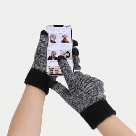 Winter Knitted Gloves For Women Fleece Lined Thermal Warm Touchscreen Compatible Outdoor Cycling Skiing Solid Color