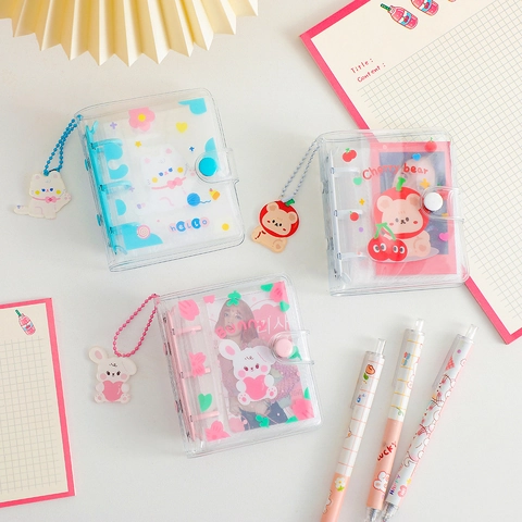 Mini Carpeta De Hojas Sueltas Álbum De Fotos PVC Transparente Colgante De Dibujos Animados Manual DIY Libro De Colección
