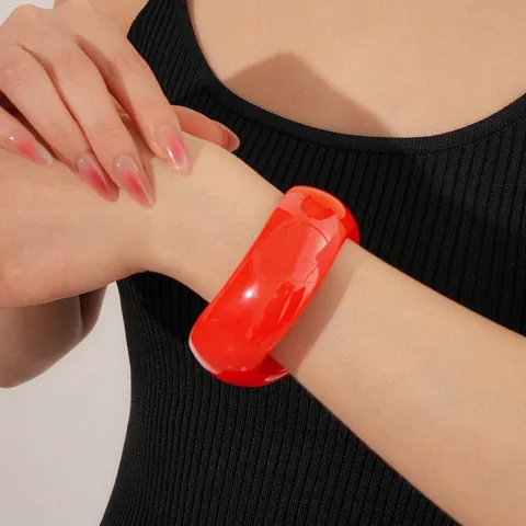 Acryl Breites Armreif Armband Unregelmäßige Welle Farbverlauf Geometrisch Dickes Harz Handschmuck Für Damen Retro Mode