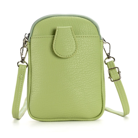 Women Crossbody Phone Bag Litchi Grain PU Leather Mini Shoulder Purse With Flap Pocket Adjustable Strap Solid Color