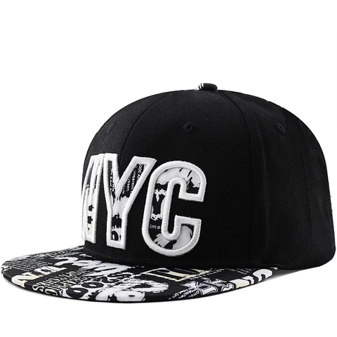 Cappello Da Baseball Snapback Ricamo NYC Cotone Visiera Stampa Graffiti Regolabile Hip Hop Streetwear Uomo Donna