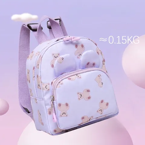 Kids Mini Backpack Cute Cartoon Bear Print Oxford Cloth School Bag Waterproof Lightweight For Toddlers Kindergarten