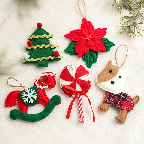 Ornamenti Natalizi Da Appendere Feltro Cucciolo Cavallo A Dondolo Fiore Albero Decorazioni Casa Stile Cartone Animato