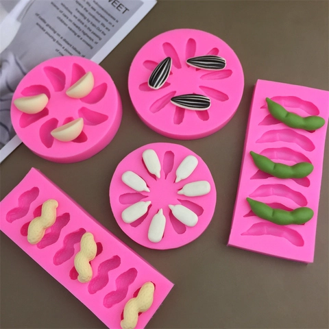 Silicone Baking Molds Simulation Sunflower Seed Peanut Edamame Garlic Clove Shape Fondant Chocolate Cake DIY Tools