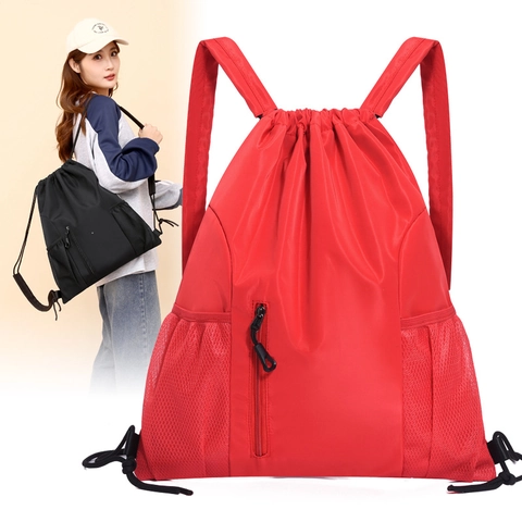 Minimalistischer Oxford Gewebe Kordelzug Rucksack Große Kapazität Schultasche Unisex Einfarbig Multifunktionaler Tagesrucksack Reisen Schultertasche