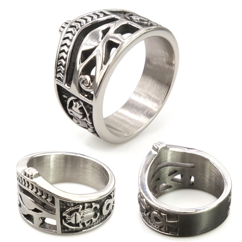 Anello Croce Ankh Occhio Di Horus Acciaio Inossidabile Simbolo Egiziano Retro Gioielli Per Uomini