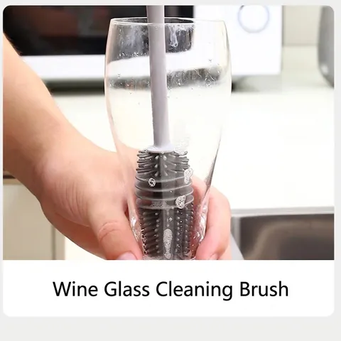 Spazzola Pulizia Bottiglie Silicone Manico Lungo Flessibile TPR Lavabicchieri Per Biberon Bicchieri Da Vino Tazze Con Foro Per Appendere