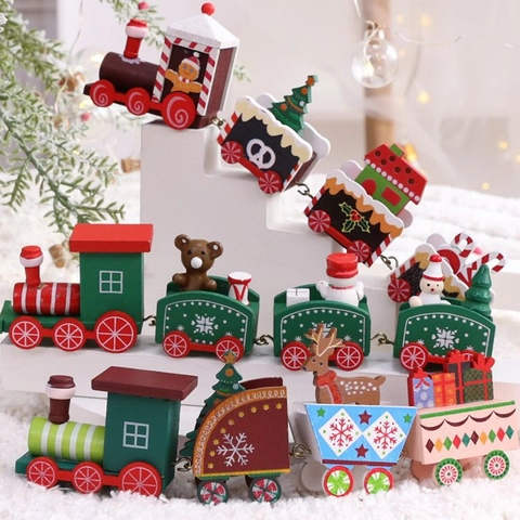 Weihnachtszug Aus Holz Handbemalt Festliche Tischdekoration Schneemann Rentier Weihnachtsmann Home Holiday Party Display
