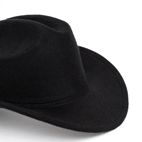 Chapeau De Cow-Boy Western Feutre Polyester Large Bord Jazz Fedora Pour Hommes Femmes Plein Air