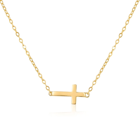 Minimalist Sideways Cross Pendant Necklace 925 Sterling Silver Dainty Clavicle Chain For Women