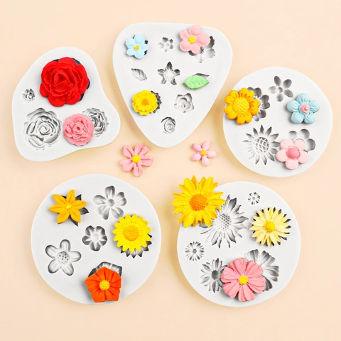 Stampi In Silicone Fiore Foglia Fondant Cioccolato Cottura Decorazione Strumenti Margherita Rosa Forme DIY Artigianato Torta Accessori