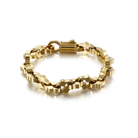 Geometric Chain Link Bracelet Stainless Steel Punk Hip Hop Industrial Style Jewelry For Men