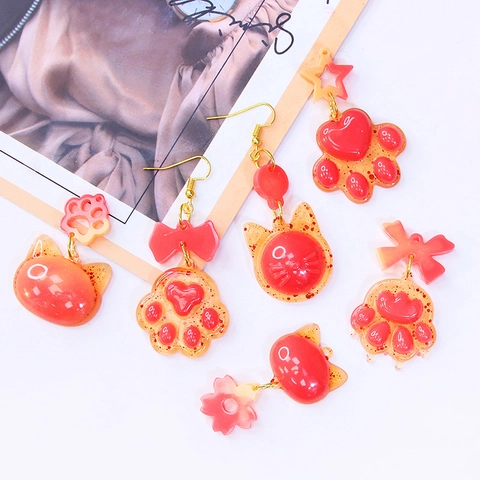 Cat Paw Silicone Mold For DIY Resin Earring Pendant Jewelry Making Tool Heart Fish Bone Transparent