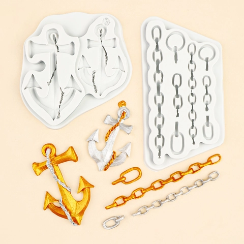 Anchor And Chain Silicone Mold Relief Fondant Cake Decoration Baking Chocolate Mousse DIY Handmade Creative Nautical Tool