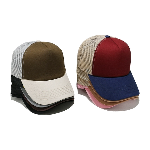 Casquette Trucker en Maille Unisexe Respirante Coton Polyester Bloc de Couleur Réglable Casquette de Baseball pour Sport de Plein Air