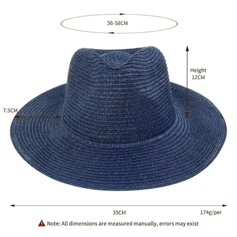 Cappello Fedora Di Paglia A Tesa Larga Panama Cappello Da Sole Traspirante Estate Spiaggia Jazz Cap Per Uomini Donne Unisex Protezione UV