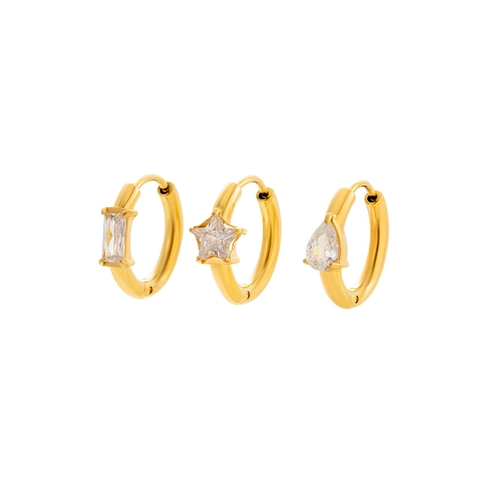 Kraakbeen Piercing Hoop Oorbellen Roestvrij Staal Koper Zirkonia Hart Ster Vierkant Hanger Elegante Sieraden Voor Dames