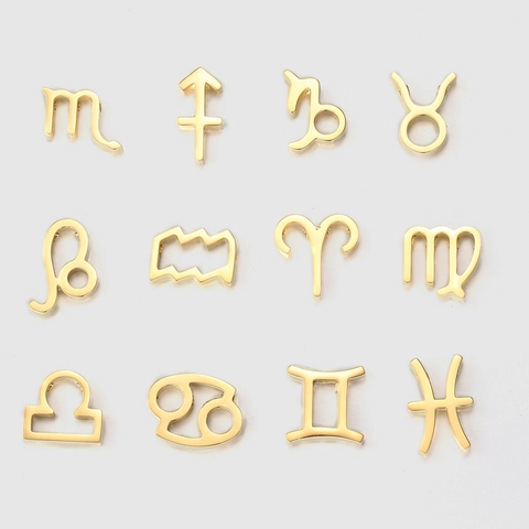 316L Stainless Steel Twelve Zodiac Signs Pendant Necklace Accessory Minimalist Twelve Constellations DIY Jewelry Making Charms Women