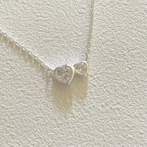 Collana Con Ciondolo A Doppio Cuore Argento Sterling 925 Zircone Gioielli Eleganti Semplici Per Donna Stile Coreano