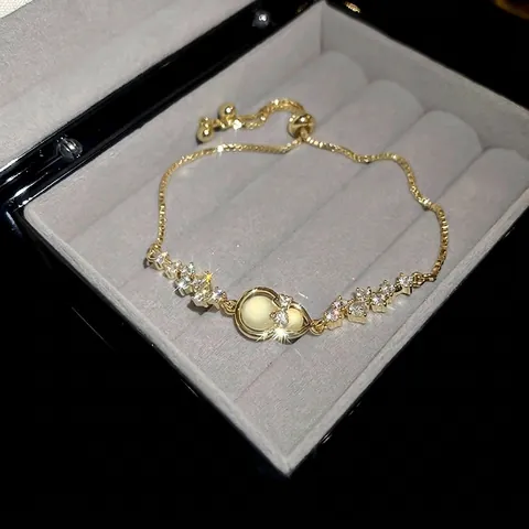 New Chinese Style Hulu Gourd Bolo Bracelet Copper Gold Plated Cubic Zirconia Cat Eye Stone Adjustable Elegant Women Jewelry