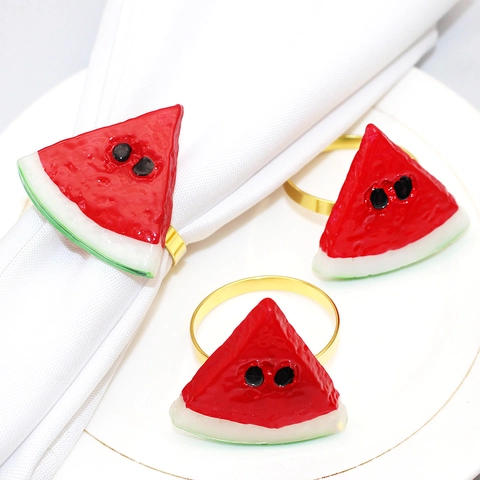 Portatovaglioli Di Frutta Anguria Ananas Fragola Limone Uva Supporto In Metallo Resina Decorazione Della Tavola