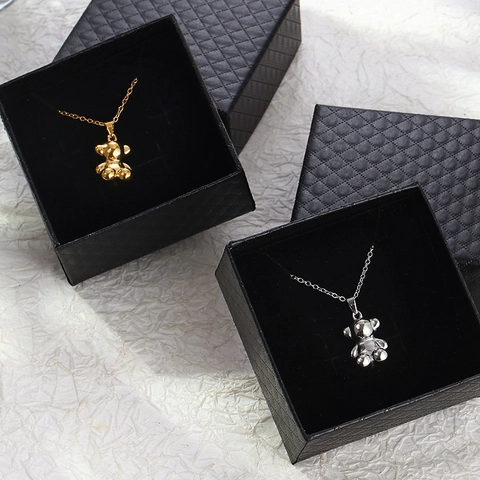 Collana Con Ciondolo A Orso Vintage Acciaio Inossidabile Placcato Oro Gioielli Animali Minimalista Per Uomo Donna