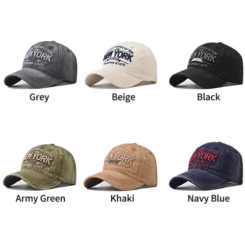 New York Stickerei Gewaschene Baumwolle Baseballkappe Retro Distressed Verstellbare Dad Hat Herren Damen