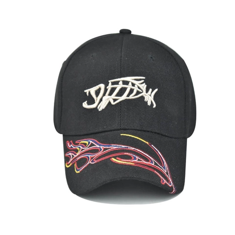 Cappello Da Baseball In Cotone Con Ricamo 3D A Lisca Di Pesce E Visiera Curva Colorata Per Streetwear All'aperto Regolabile