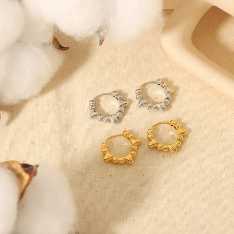 Hoop Ohrringe Edelstahl 18K Vergoldet Nieten Spike Punk Retro Französischer Stil Eleganter Modeschmuck Für Damen