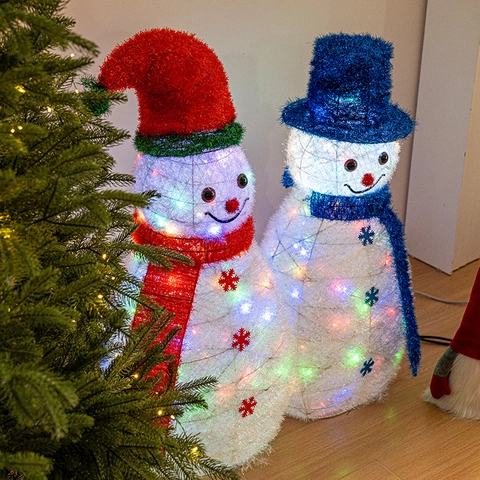Adornos Navideños De Muñeco De Nieve Luminosos LED Figuras Brillantes Con Luces De Colores Para Decoración De Jardín Y Patio