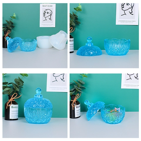 Snowflake Aufbewahrungsbox Silikonform DIY Epoxidharz Organizer Glas Gießwerkzeug Mit Deckel Geometrisches Relief