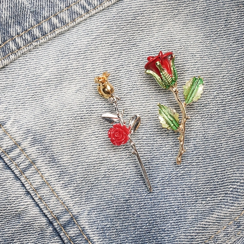 Elegant Rose Flower Brooch Alloy Enamel Lapel Pin For Suit Coat Wedding Party Fashion Jewelry Accessories Women Men