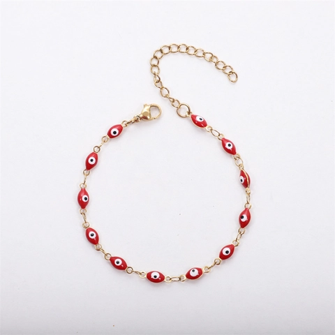 Evil Eye Bracelet 18K Gold Plated Stainless Steel Enamel Adjustable Protection Jewelry Bohemian Ethnic Style For Women