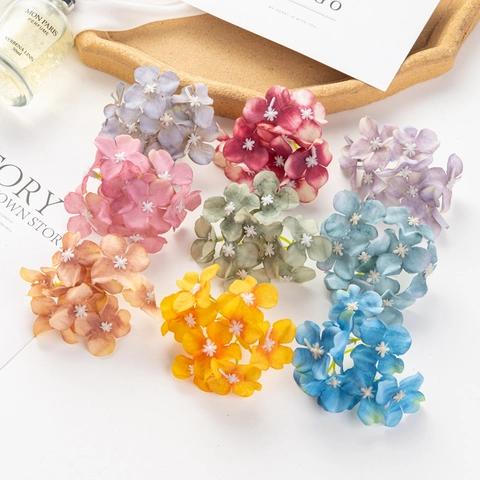 Artificial Hydrangea Flower Heads Silk Floral DIY Craft Accessories For Wedding Home Party Decoration Multi Color