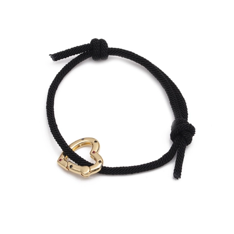 Bracciale Regolabile In Corda Intrecciata Con Ciondolo Cuore Rame Malocchio Zirconia Gioielli Per Donna