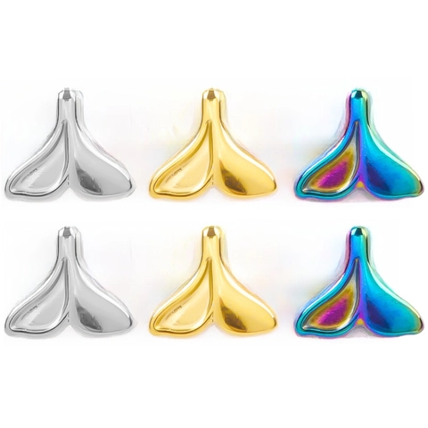 304 Stainless Steel Whale Tail Pendants Mermaid Tail Charms DIY Jewelry Making Necklaces Vacuum Plated Shiny For Women