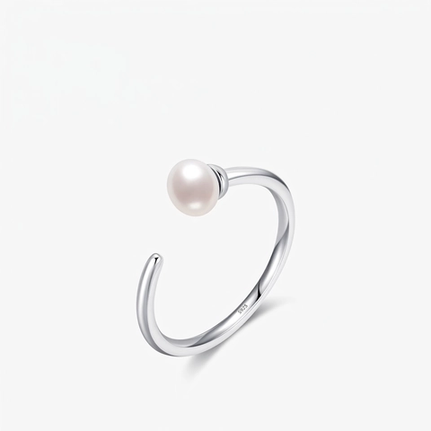 Anello Di Perla Artificial In Argento Sterling 925 Minimalista Da Donna Gioielli A Fascia Aperta Regolabile Perla Artificial Naturale D'acqua Dolce