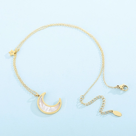 Collana E Orecchini Con Luna Creciente E Stella Acciaio Inossidabile Madreperla Gioielli Eleganti Da Donna