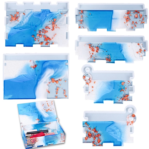 Silicone Storage Box Mold DIY Resin Casting Assembly Jewelry Case Reusable Flexible Epoxy Craft Tools