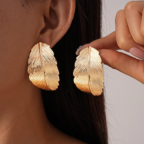 Metallische Blatt Statement Ohrringe Mit 925 Sterling Silber Ohrstecker Fett Minimalistisch Pflanzen Textur Für Damen Mode