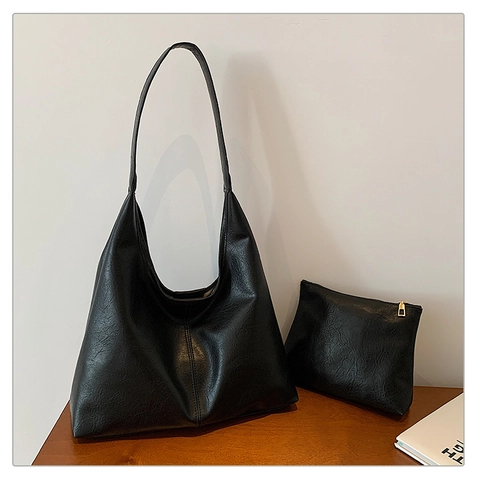 Damen Minimalistische PU Leder Hobo Tasche Mit Passendem Beutel Große Kapazität Schulter Tote Bag Trendy Herbst Handtasche