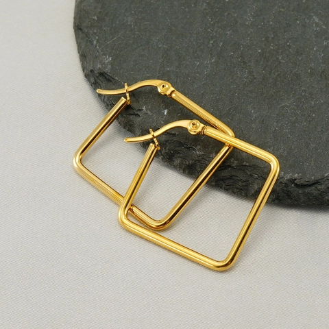 Orecchini A Cerchio Quadrati Geometrici In Acciaio Inossidabile Placcati Oro Gioielli Di Moda Di Lusso Per Donna