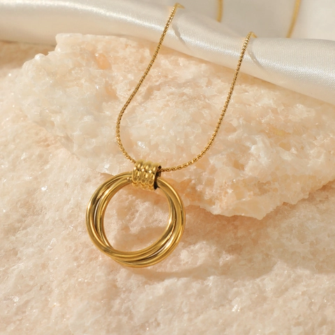 Minimalistische Roestvrijstalen Ketting In Elkaar Grijpende Cirkels Hanger Geometrische Sleutelbeenketting Dames