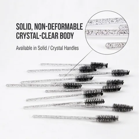 Einweg-Wimpernbürsten Mascara-Stäbe Augenbrauenkamm Glitzer Kristall Kunststoffgriff Tragbares Make-up-Tool Für Verlängerungen