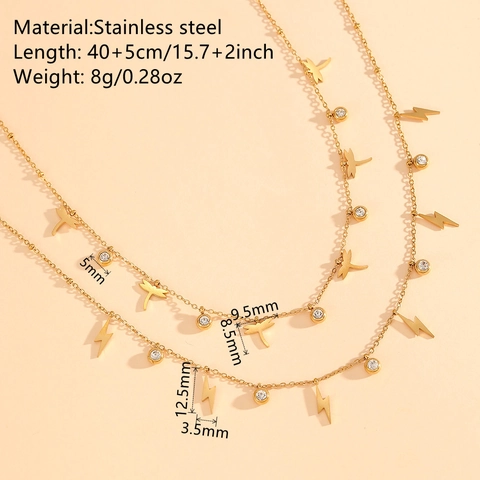 Libelle Blitz Anhänger Halskette Edelstahl 18K Vergoldet Zirkonia Zierlicher Vielseitiger Schmuck Für Damen