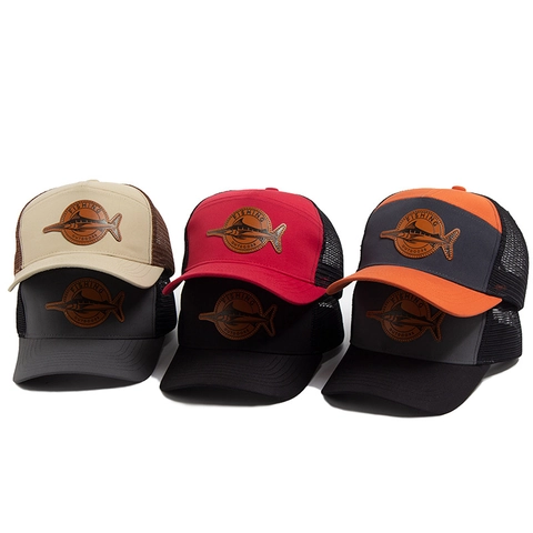 Cappello Trucker In Rete Regolabile Traspirante Con Toppa Da Pesca In Pelle PU Per Sport All Aperto Uomo Donna