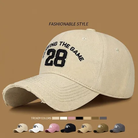 Casquette De Baseball En Coton Lavé Vintage Broderie Graphique Bord Cassé Effet Usé Ajustable Dad Hat